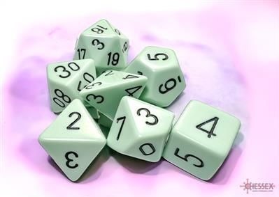 Chessex 7-Die set Opaque Pastel - Green/Black