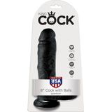 King Cock dildo met ballen - 20 cm, zwart