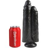 King Cock 9 Inch Dildo - Two Cocks One Hole - Zwart