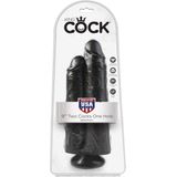 King Cock 9 Inch Dildo - Two Cocks One Hole - Zwart