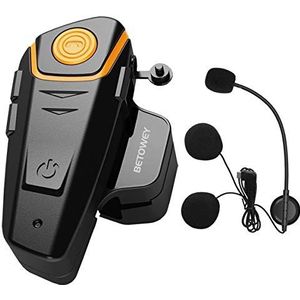 BETOWEY BT-S2 Helm Bluetooth-Headset - Zwart - Bluetooth V5.0 - Intercomsysteem voor Paardrijden en SkiÃ«n