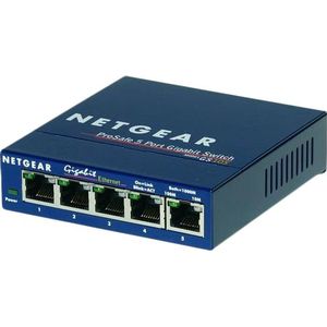 NETGEAR (GS105) Ethernet Switch met 5 RJ45-poorten, metaal, Gigabit (10/100/1000), RJ45-switch, metaal, positionering op een bureau of muur, ProSAFE bescherming, levenslange garantie, ideaal voor kleine en TPE-doeleinden