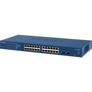 NETGEAR (GS724T) Smart Ethernet Switch 24 poorten RJ45 Gigabit (10/100/1000), Web Manageable, Professioneel – RJ45 Switch met 2 SFP 1 Gigabit, kantoor of rack en levenslange bescherming voor ProSafe