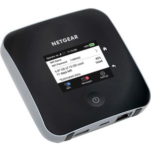 Netgear (MR2100) router 4G SIM Box 4G, 4G LTE M2 overdrachtssnelheid tot 2 Gbit/s, WLAN-verbinding tot 20 apparaten, genereert overal een wifi, ontgrendeld, compatibel met alle SIM-SIM, zwart