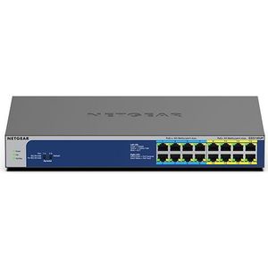 NETGEAR (GS516UP) Switch 16-poort Gigabit PoE Ethernet Switch (10/100/1000), RJ45 Switch met 8 PoE poorten en 8 PoE poorten @380W stil, desktop/rek.