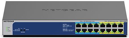 NETGEAR GS516UP Unmanaged Gigabit Ethernet (10/100/1000) Power over Ethernet (PoE) Grijs