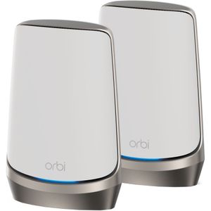 NETGEAR Orbi WiFi 6E Mesh (RBKE962) - Quad-bandsysteem met 6E WiFi router en 1 satelliet dekt 550 m² af en 200 apparaten ultrasnelle snelheden van 10,8 Gbps (AXE11000) Eenvoudige installatie