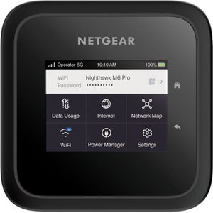 NETGEAR MR6450-100EUS Nighthawk M6 Pro 5G WiFi 6E Mobiele hotspotrouter Ultrasnelle draadloze hotspotrouter tot 6 Gbps ontgrendeld maakt verbinding met maximaal 32 apparaten Zwart