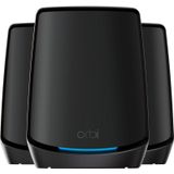 NETGEAR Orbi Tri-Band WiFi 6 Mesh-systeem (RBK863SB) – router met 2 satellietextenders (Black Edition), dekking tot 540 m², 100 apparaten, internetpoort van 10 Gig,AX6000