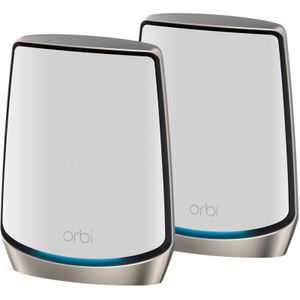 NETGEAR Orbi WiFi 6 Mesh (RBK862S) | Tri Band Mesh System | Afdekking van 500 m² en 100 apparaten | snelheden tot 6 Gbps (AX6000) | Compatibel met alle boxen | Ideaal voor zeer dikke muren | 1 jaar