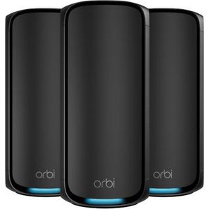NETGEAR Orbi RBE973SB Mesh WiFi BE27000 Quad Band 3 Pack Zwart