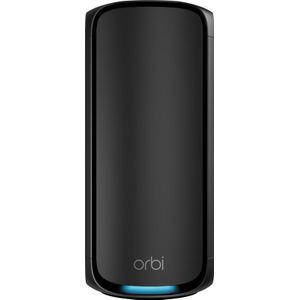 NETGEAR Orbi 970 Series (RBE970B) Quad-Band WiFi 7-Mesh-Zusatzsatellite Black Edition, compatibel met bestaande mesh-systemen of routers uit de 970-serie, biedt extra dekking