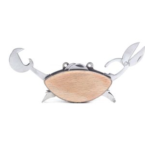 Kikkerland Multi Gereedschap - 6 in 1 - Krab design - Minischaar - Flesopener - Schroevendraaier - Blikopener - Zakmes - Touwzaag - Multi Tool - Cadeau voor hem