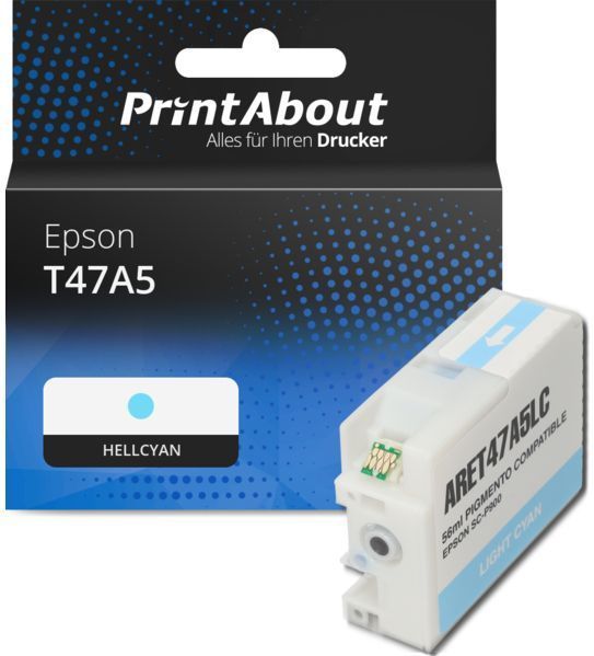 PrintAbout huismerk Inktcartridge T47A5 Licht-cyaan Geschikt voor Epson