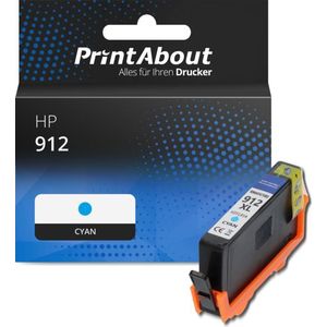 PrintAbout huismerk Inktcartridge 912 (3YL77AE) Cyaan Geschikt voor HP