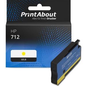PrintAbout huismerk Inktcartridge 712 (3ED69A) Geel Geschikt voor HP