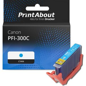 PrintAbout - PFI-300C - Inktcartridge - Cyaan - Geschikt voor Canon