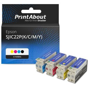 PrintAbout huismerk Inktcartridge SJIC22P(K/C/M/Y) 4-kleuren Multipack Geschikt voor Epson