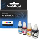 PrintAbout - GI-590BK/C/M/Y - Inktcartridge - 4-kleuren Multipack - Geschikt voor Canon
