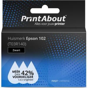 PrintAbout - Huismerk Epson 102 - Inktcartridge - Zwart - Geschikt voor Epson