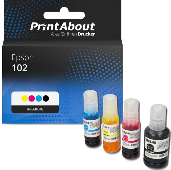 PrintAbout - Huismerk Epson 102 - Inktcartridge - 4-kleuren - Multipack geschikt voor Epson