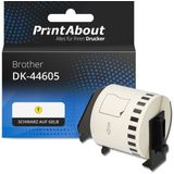 PrintAbout huismerk Etiket DK-44605 Zwart op geel (62 mm) geschikt voor Brother