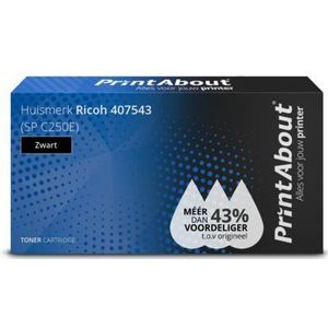 PrintAbout  Toner 407543 (SP C250E) Zwart Extra hoge capaciteit geschikt voor Ricoh