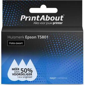 PrintAbout  Inktcartridge T5801 Foto-zwart geschikt voor Epson