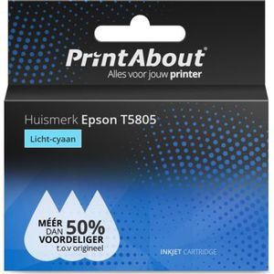 PrintAbout - T5805 - Inktcartridge - Licht-cyaan - Geschikt voor Epson