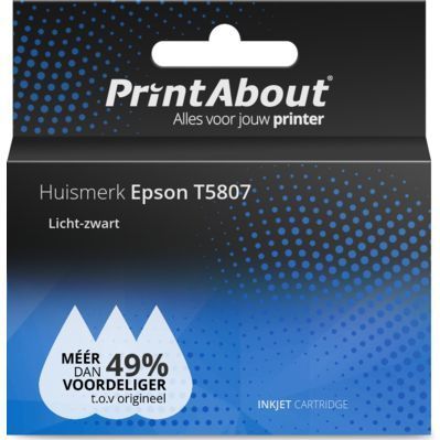 PrintAbout - T5807 - Inktcartridge - Licht-zwart - Geschikt voor Epson