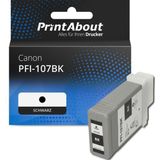 PrintAbout huismerk Inktcartridge PFI-107BK Zwart Geschikt voor Canon