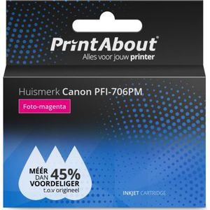 PrintAbout  Inktcartridge PFI-706PM Foto-magenta Hoge capaciteit geschikt voor Canon
