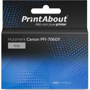 PrintAbout  Inktcartridge PFI-706GY Grijs Hoge capaciteit geschikt voor Canon