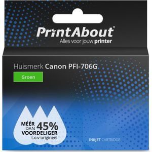 PrintAbout huismerk Inktcartridge PFI-706G Groen Hoge capaciteit Geschikt voor Canon