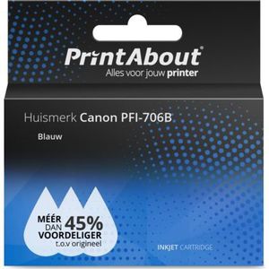 PrintAbout huismerk Inktcartridge PFI-706B Blauw Hoge capaciteit Geschikt voor Canon