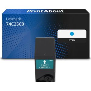 PrintAbout huismerk Toner 74C2SC0 Cyaan Hoge capaciteit Geschikt voor Lexmark