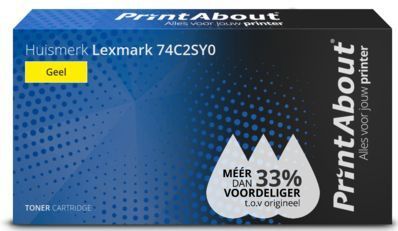 PrintAbout huismerk Toner 74C2SY0 Geel Hoge capaciteit Geschikt voor Lexmark