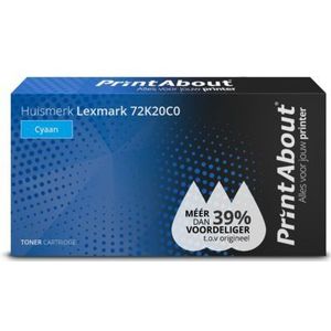 PrintAbout huismerk Toner 72K20C0 Cyaan Geschikt voor Lexmark