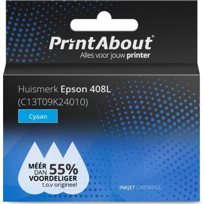 PrintAbout huismerk Inktcartridge 408L (C13T09K24010) Cyaan Hoge capaciteit Geschikt voor Epson
