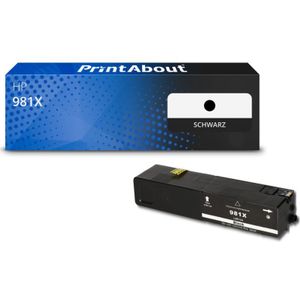PrintAbout huismerk Inktcartridge 981X (L0R12A) Zwart Hoge capaciteit Geschikt voor HP