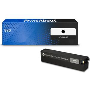 PrintAbout huismerk Inktcartridge 980 (D8J10A) Zwart Geschikt voor HP