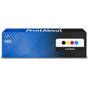 PrintAbout huismerk Inktcartridge 980 (D8J07/08/09/10A) 4-kleuren Multipack Geschikt voor HP