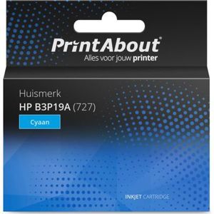 PrintAbout huismerk Inktcartridge 727 (B3P19A) Cyaan Hoge capaciteit Geschikt voor HP