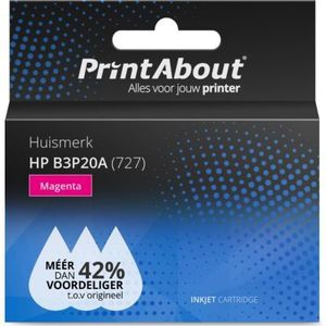 PrintAbout huismerk Inktcartridge 727 (B3P20A) Magenta Hoge capaciteit Geschikt voor HP