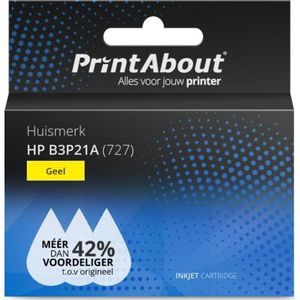 PrintAbout huismerk Inktcartridge 727 (B3P21A) Geel Hoge capaciteit Geschikt voor HP