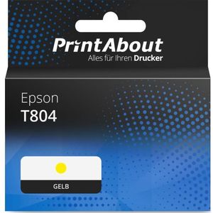 PrintAbout - Inktcartridge T804 - Geel - Geschikt voor Epson