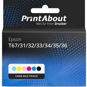 PrintAbout huismerk Inktcartridge T67/31/32/33/34/35/36 (T673) Kleurenbundels Multipack Geschikt voor Epson