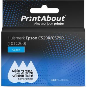 PrintAbout  Inktcartridge C529R/C579R  (T01C200) Cyaan Hoge capaciteit geschikt voor Epson