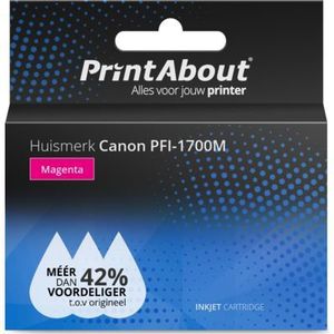 PrintAbout huismerk Inktcartridge PFI-1700M Magenta Geschikt voor Canon