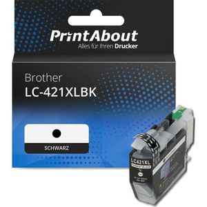 PrintAbout huismerk Inktcartridge LC-421XLBK Zwart Hoge capaciteit Geschikt voor Brother